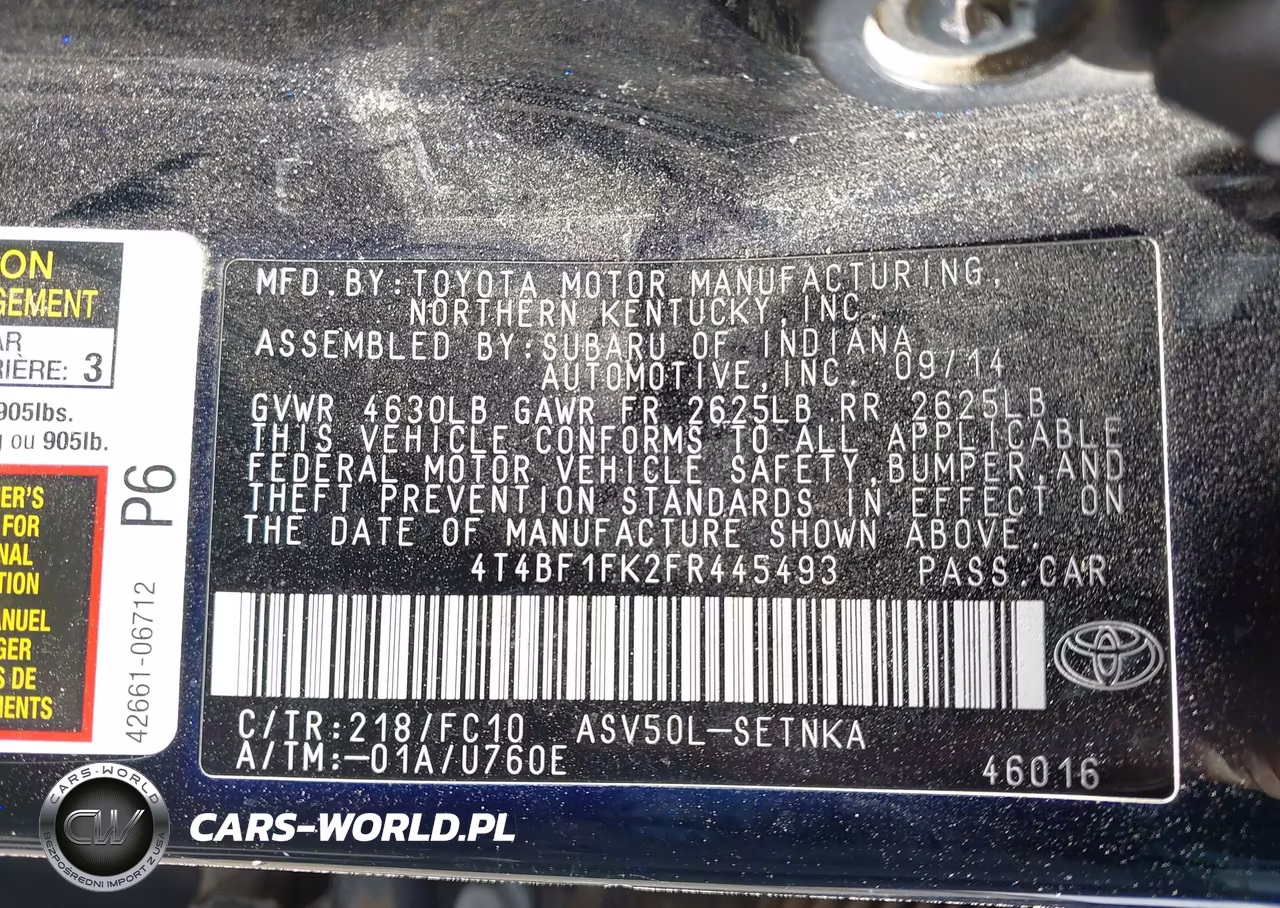 2015 Toyota Camry Le VIN:4T4BF1FK2FR445493 - 9