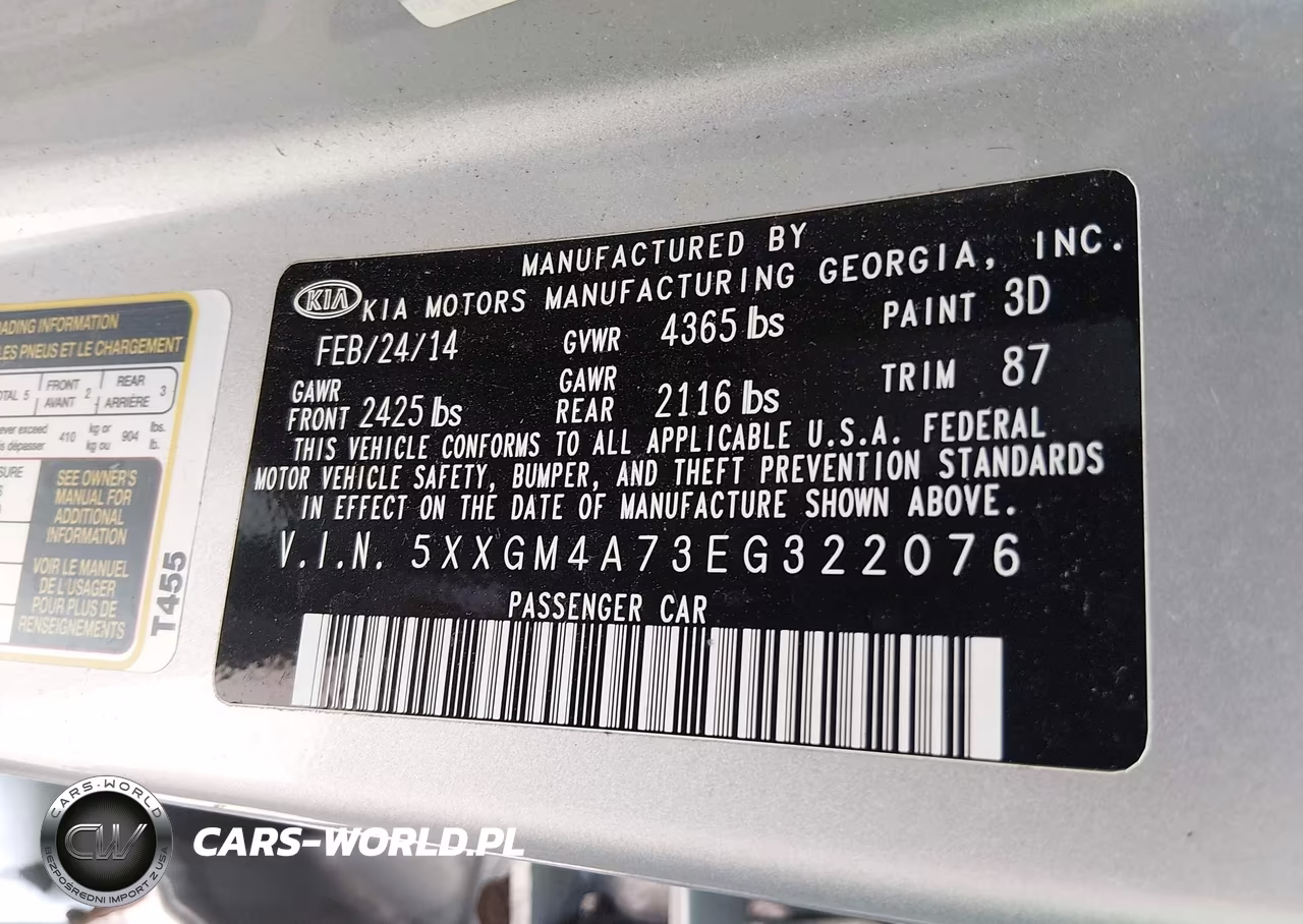 2014 Kia Optima Lx VIN:5XXGM4A73EG322076 - 9