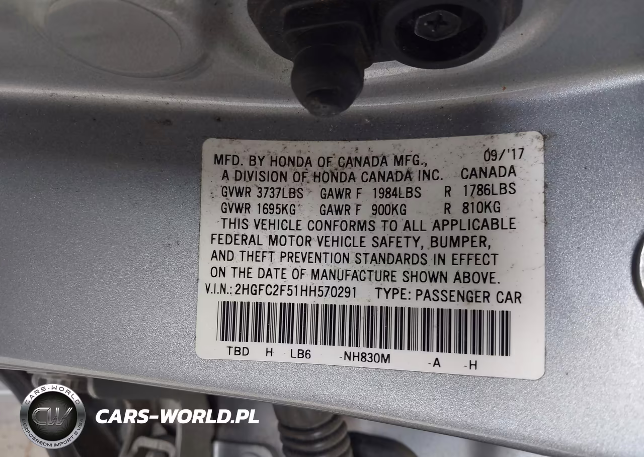 2017 Honda Civic Lx VIN:2HGFC2F51HH570291 - 9