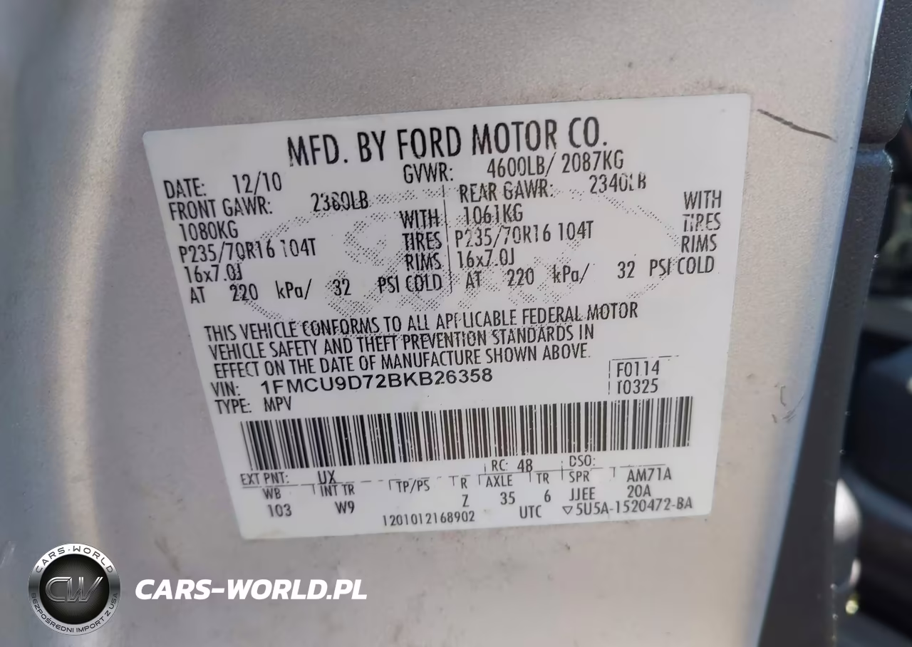 2011 Ford Escape Xlt VIN:1FMCU9D72BKB26358 - 9