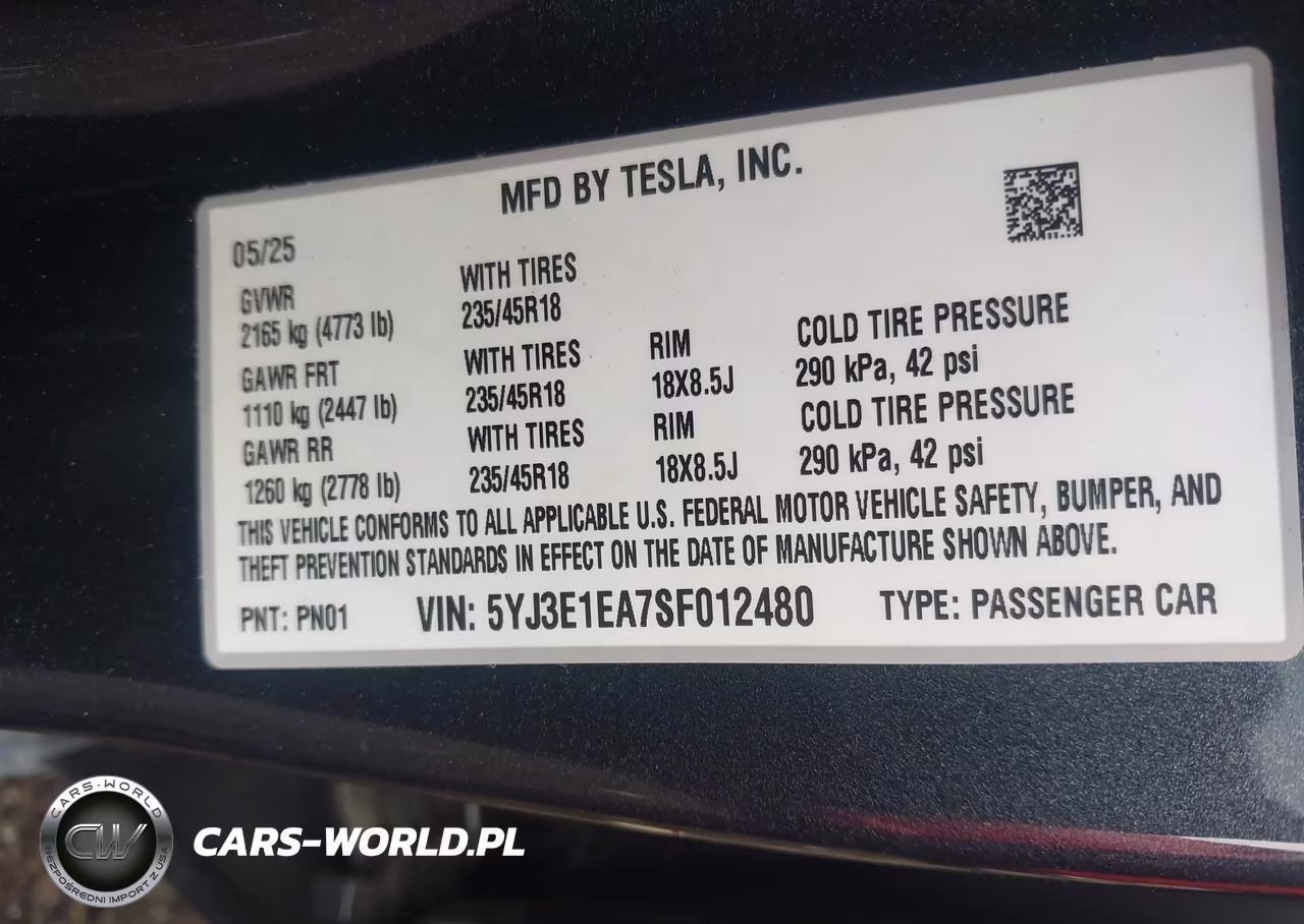 2025 Tesla Model 3 Long Range Rear-Wheel Drive-Standard Rear-Wheel Drive VIN:5YJ3E1EA7SF012480 - 9