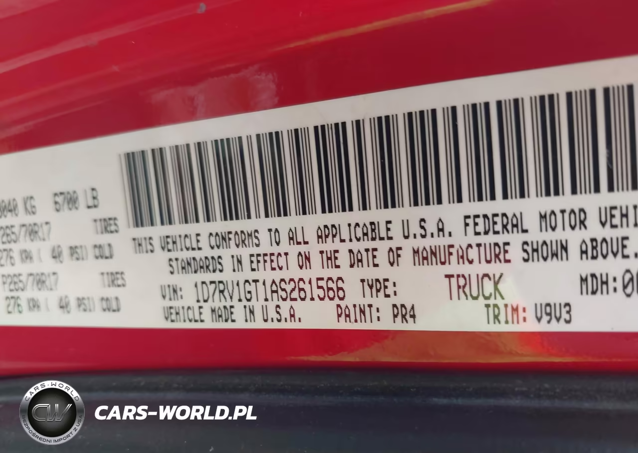 2010 Dodge Ram 1500 St VIN:1D7RV1GT1AS261566 - 9