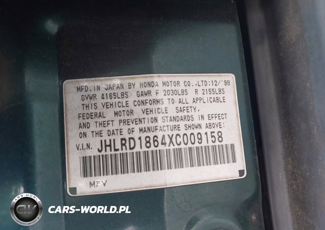 1999 Honda Cr-V Ex VIN:JHLRD1864XC009158 - 9