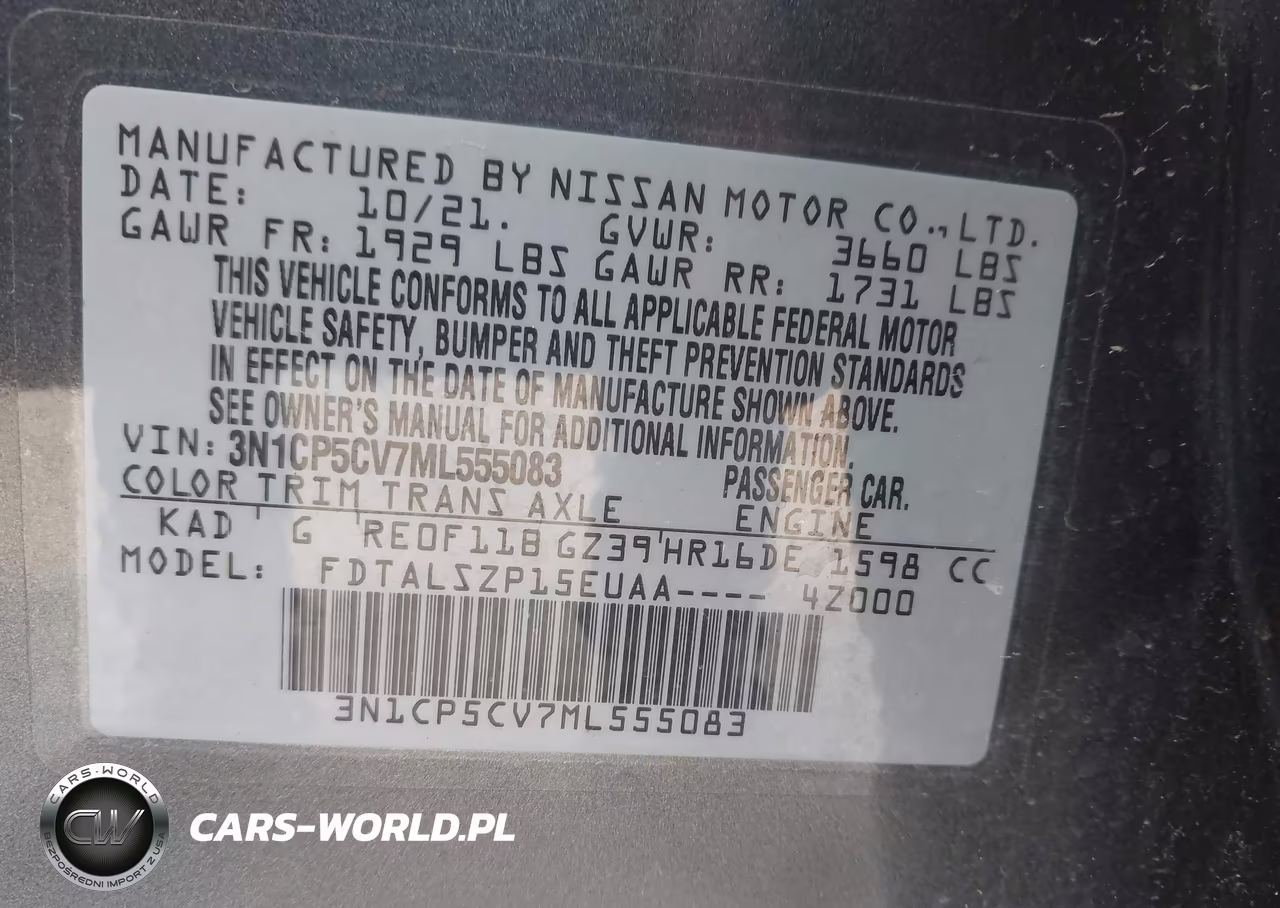 2021 Nissan Kicks Sv Xtronic Cvt VIN:3N1CP5CV7ML555083 - 9
