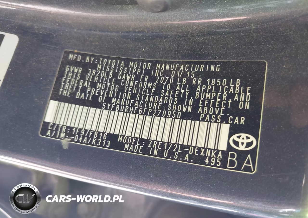 2015 Toyota Corolla Le VIN:5YFBURHE6FP270950 - 9