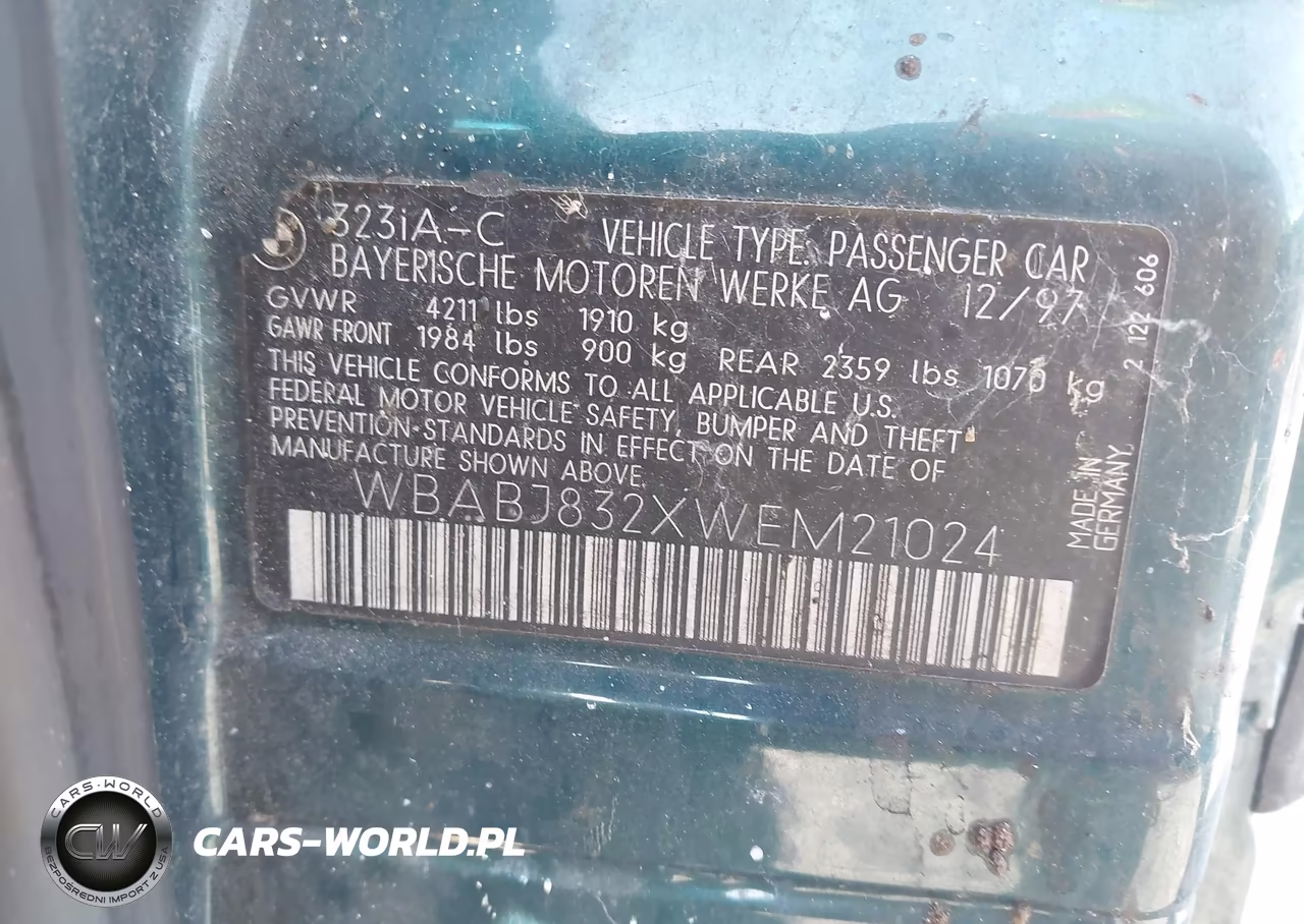 1998 BMW 323Ic VIN:WBABJ832XWEM21024 - 9