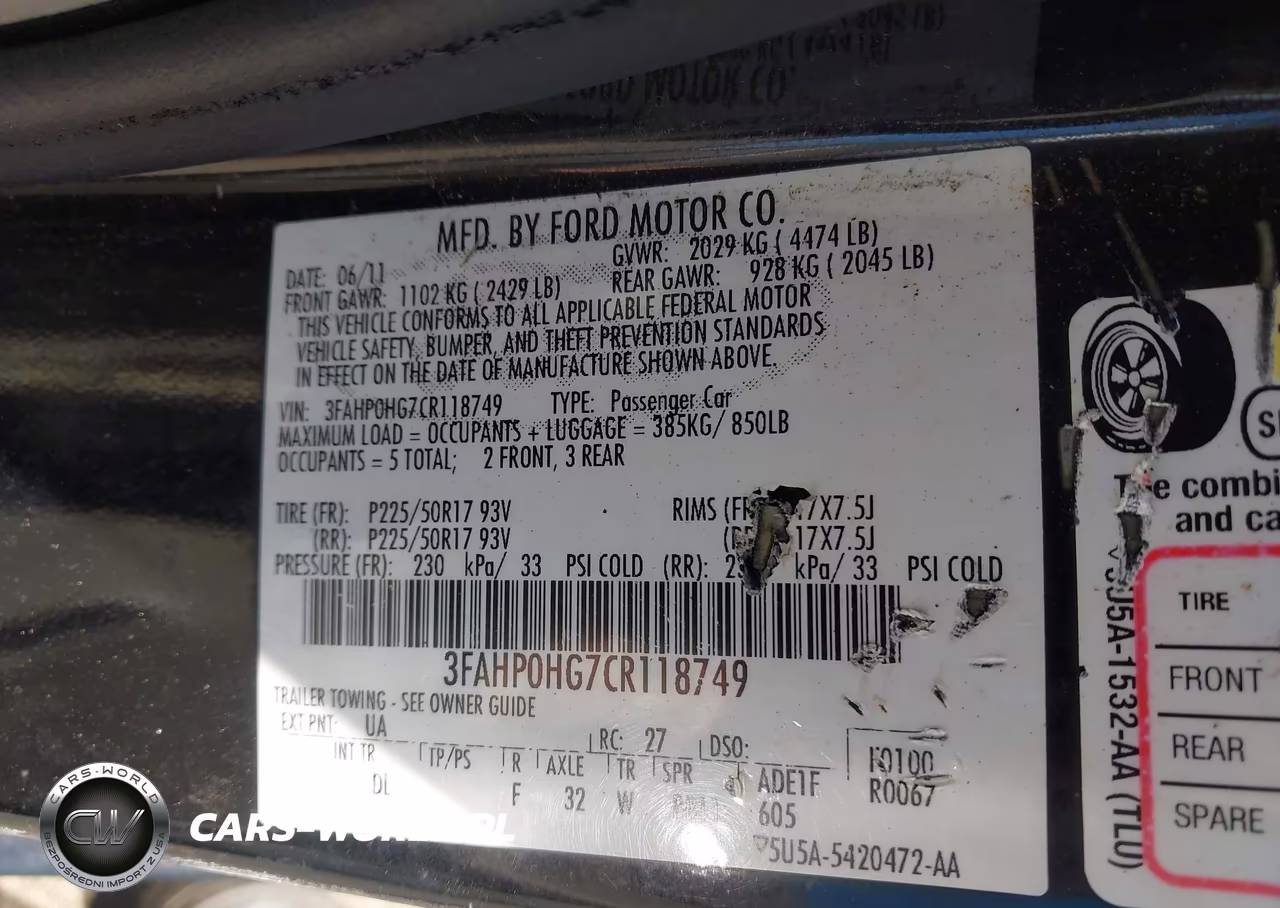 2012 Ford Fusion Se VIN:3FAHP0HG7CR118749 - 9