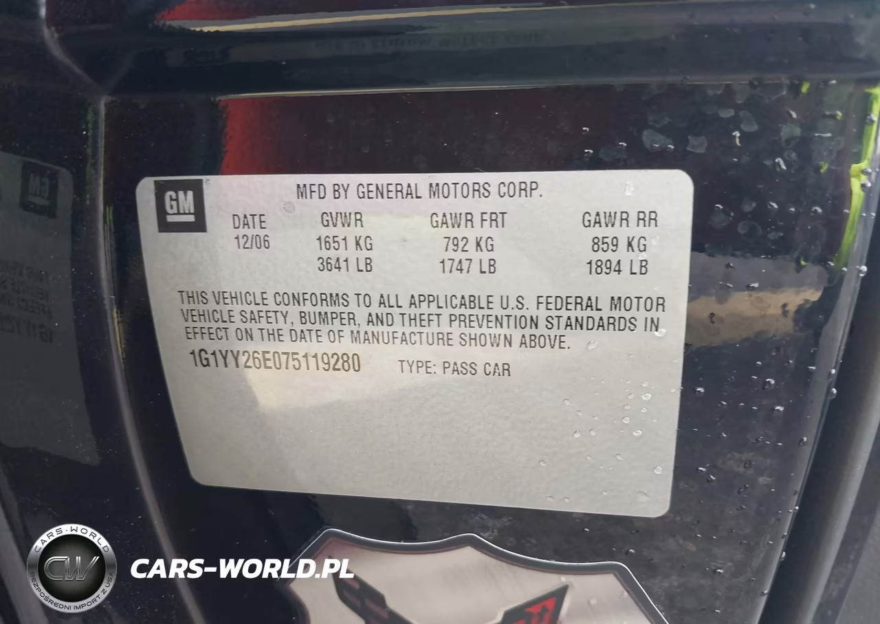 2007 Chevrolet Corvette Z06 Hardtop VIN:1G1YY26E075119280 - 9