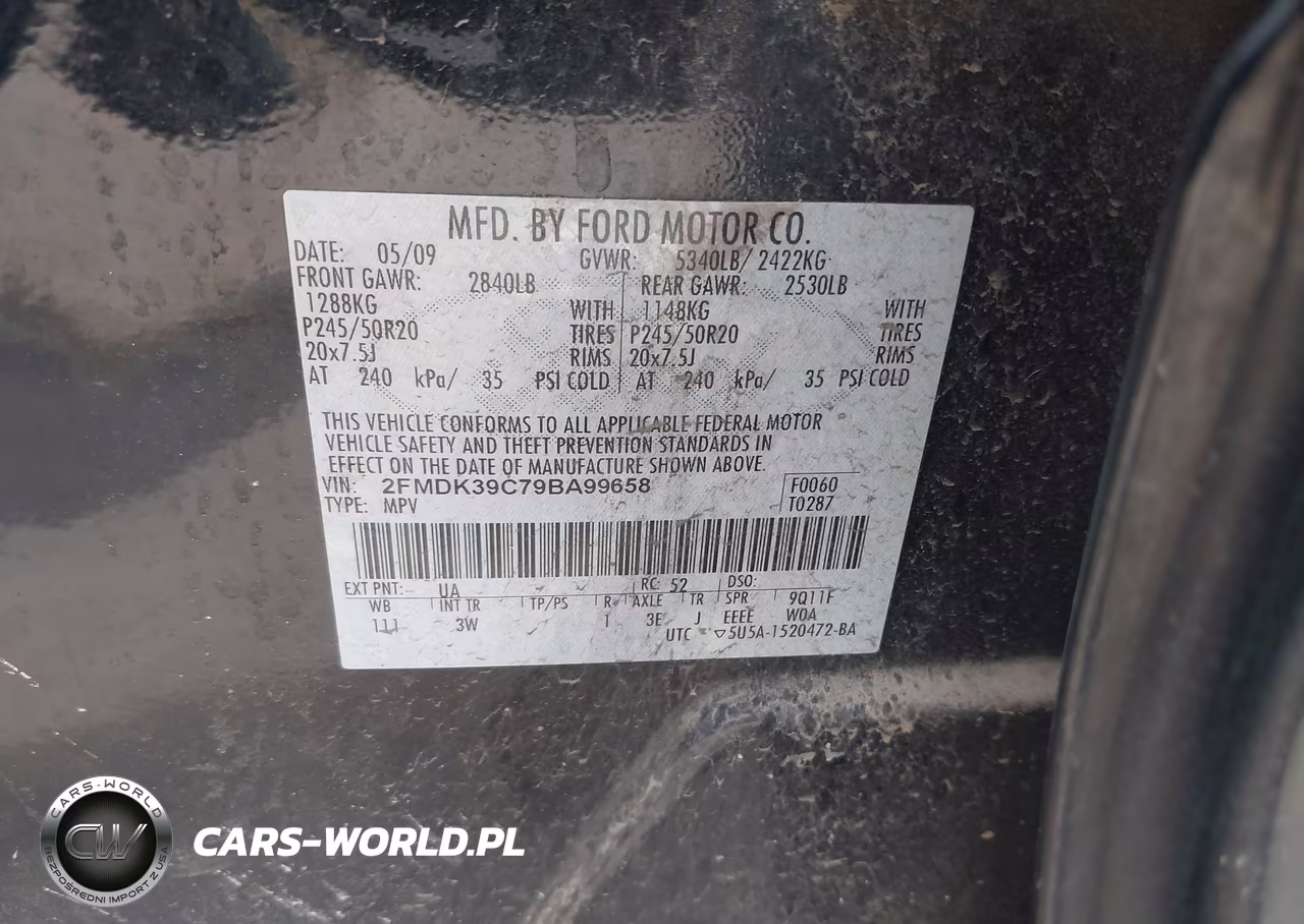 2009 Ford Edge Limited VIN:2FMDK39C79BA99658 - 9