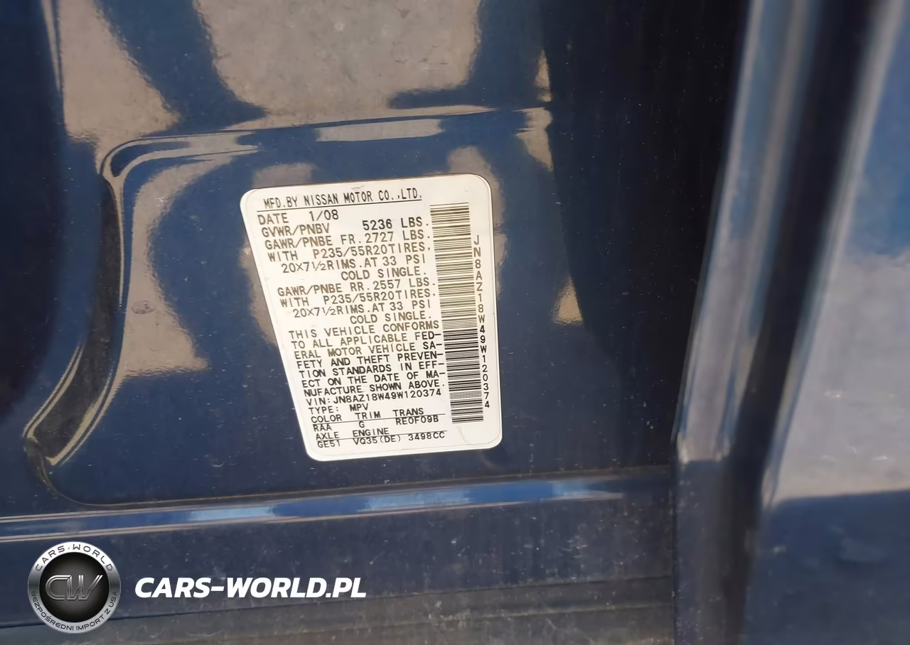 2009 Nissan Murano Le VIN:JN8AZ18W49W120374 - 9