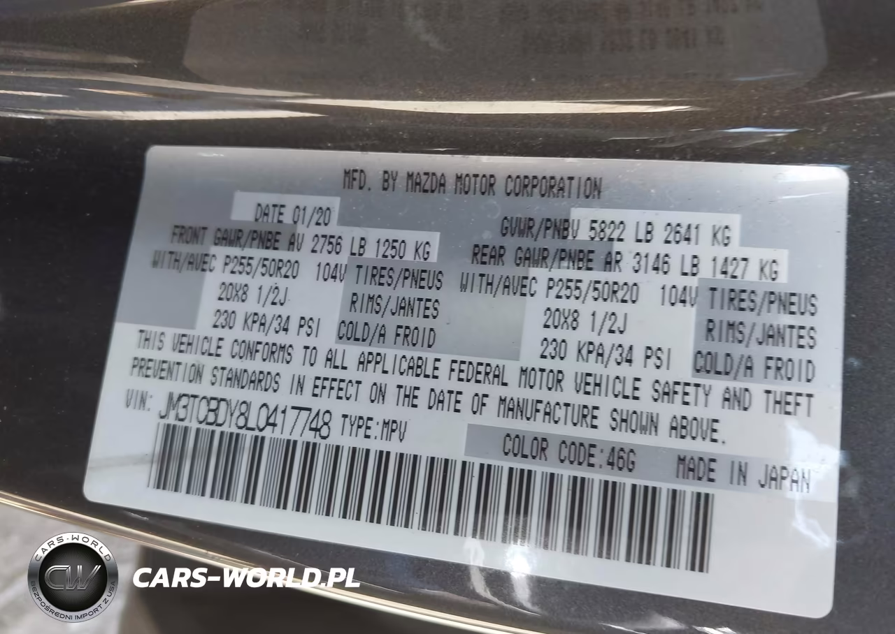 2020 Mazda Cx-9 Grand Touring VIN:JM3TCBDY8L0417748 - 9