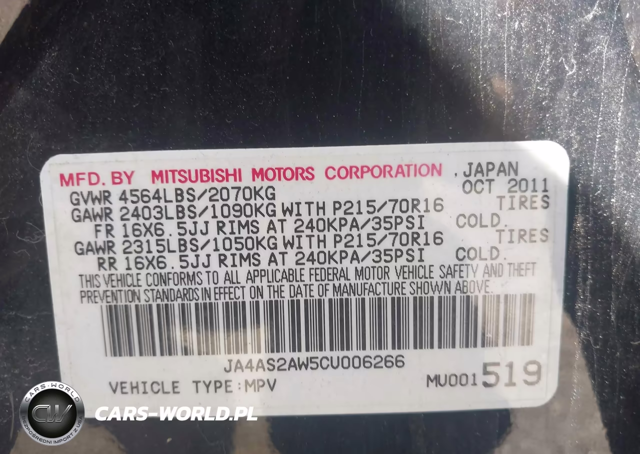 2012 Mitsubishi Outlander Es VIN:JA4AS2AW5CU006266 - 9