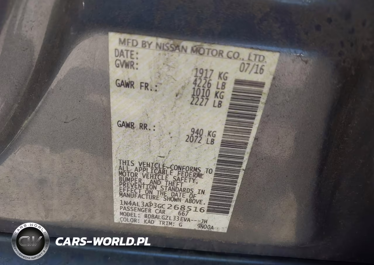 2016 Nissan Altima 2.5 S VIN:1N4AL3AP3GC268516 - 9