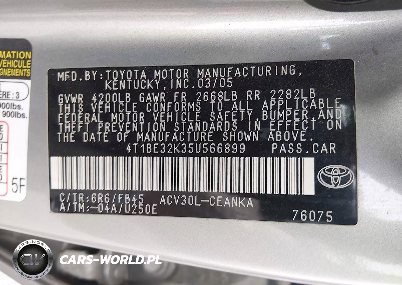 2005 Toyota Camry Le VIN:4T1BE32K35U566899 - 9