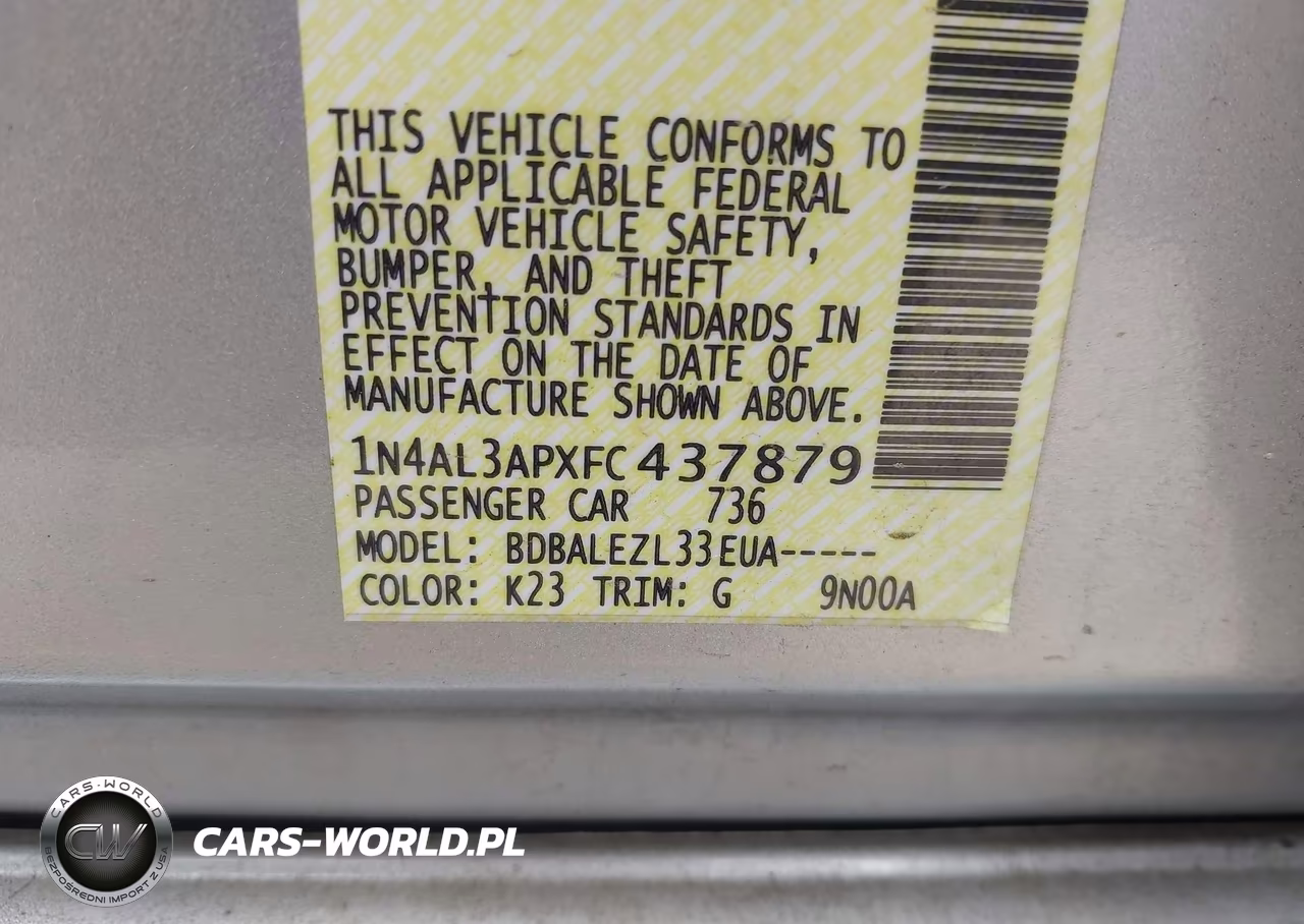2015 Nissan Altima 2.5-2.5 S-2.5 Sl-2.5 Sv VIN:1N4AL3APXFC437879 - 9