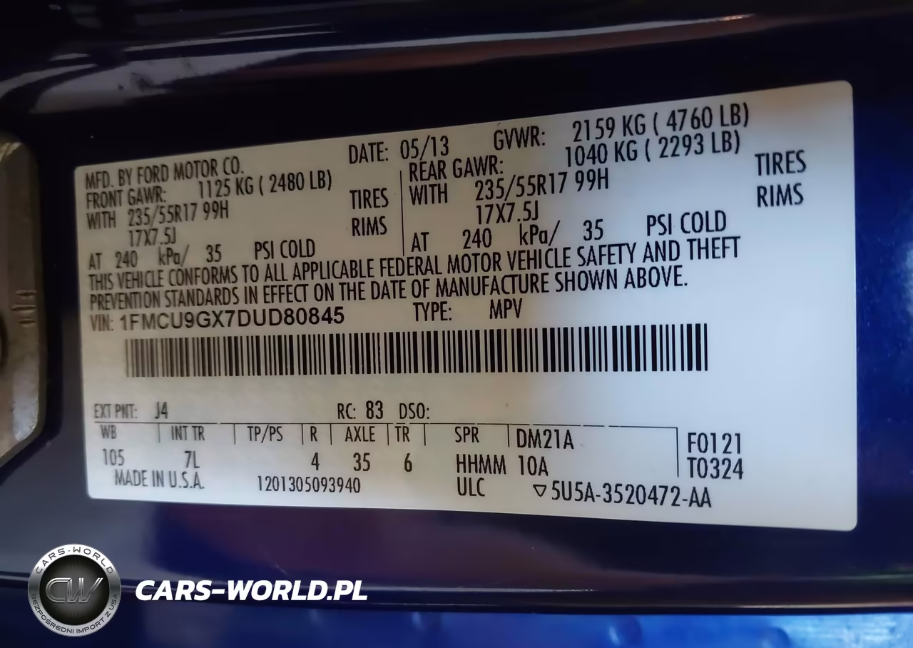 2013 Ford Escape Se VIN:1FMCU9GX7DUD80845 - 9