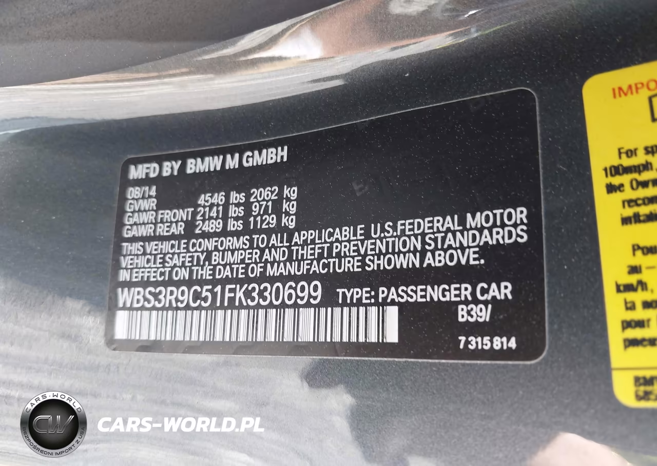 2015 BMW M4 VIN:WBS3R9C51FK330699 - 9