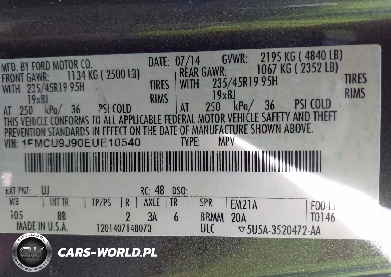 2014 Ford Escape Titanium VIN:1FMCU9J90EUE10540 - 9