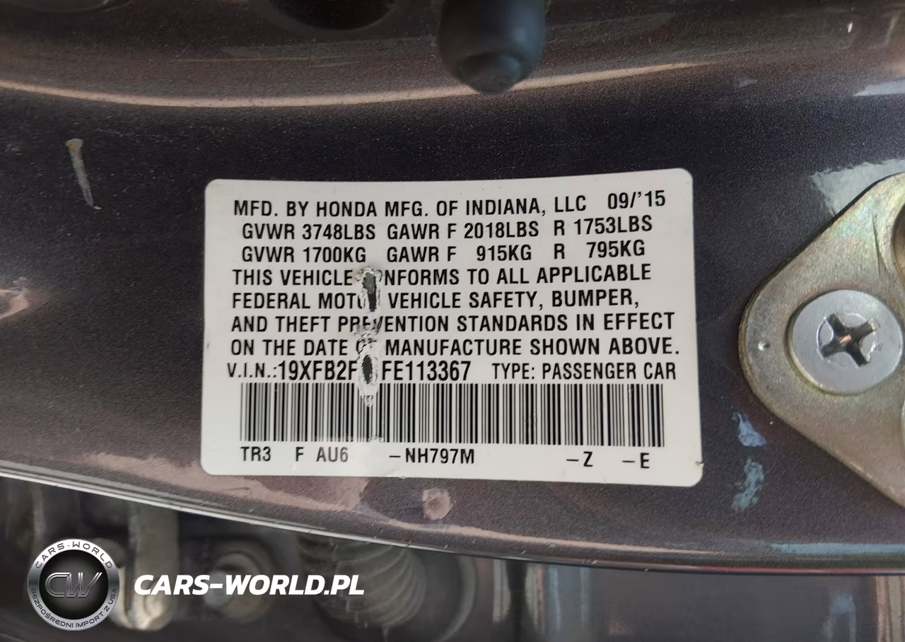 2015 Honda Civic Se VIN:19XFB2F79FE113367 - 9