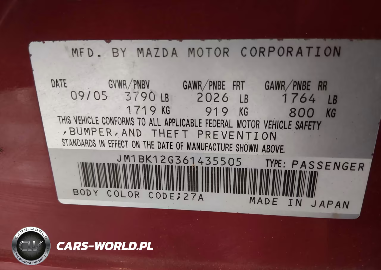 2006 Mazda Mazda3 I VIN:JM1BK12G361435505 - 9