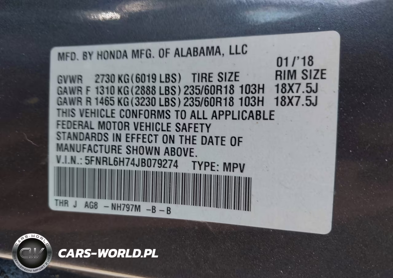 2018 Honda Odyssey Ex-L VIN:5FNRL6H74JB079274 - 9