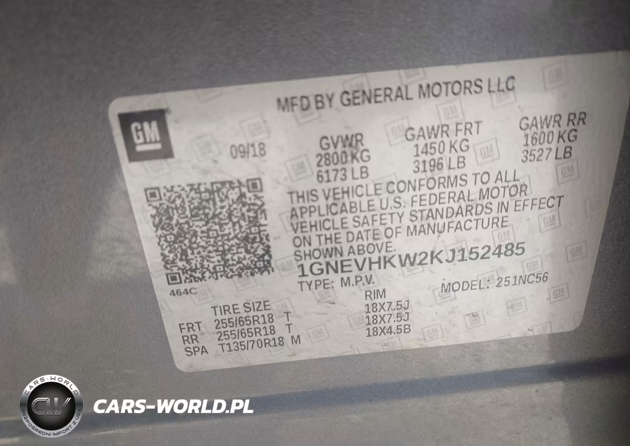 2019 Chevrolet Traverse 3Lt VIN:1GNEVHKW2KJ152485 - 9