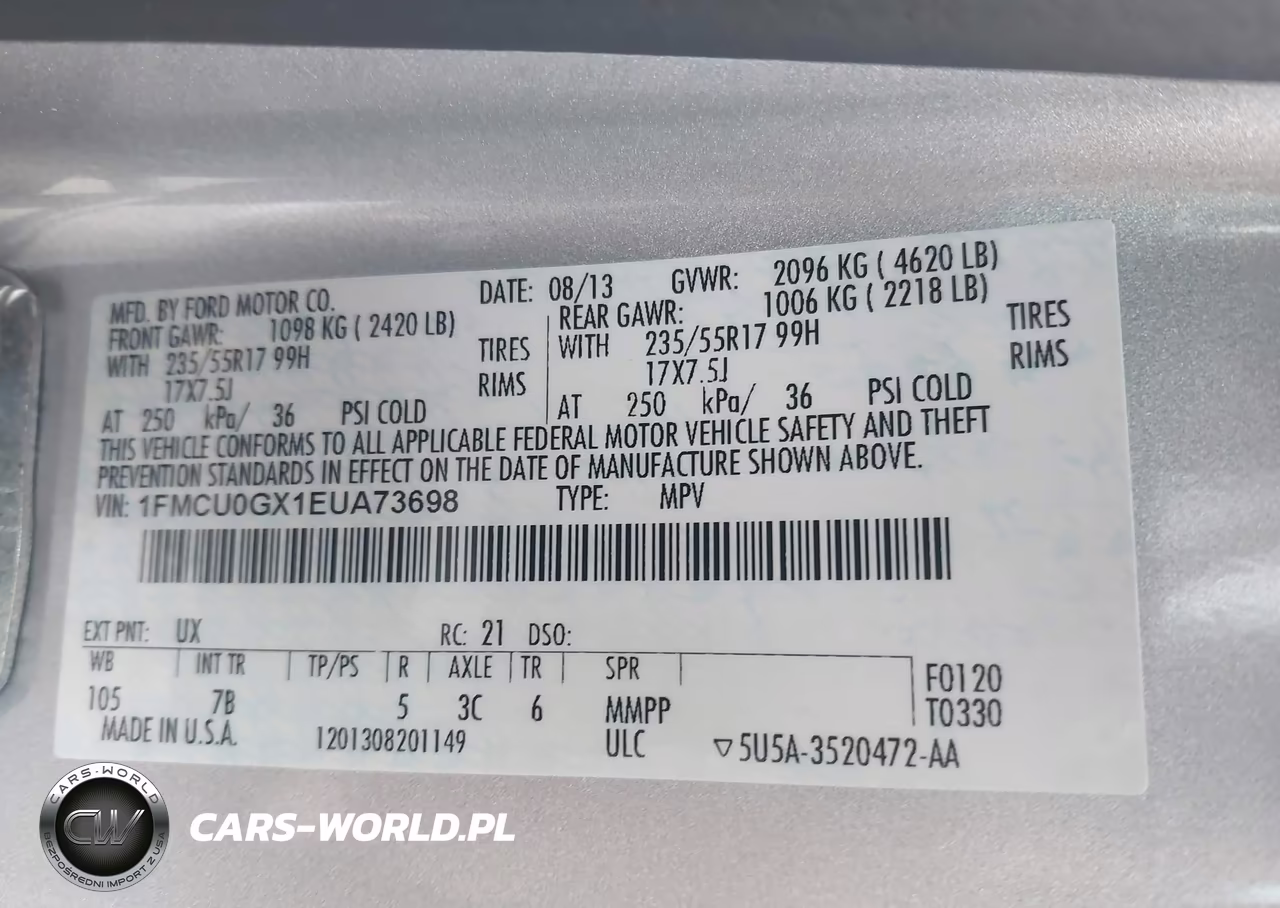 2014 Ford Escape Se VIN:1FMCU0GX1EUA73698 - 9