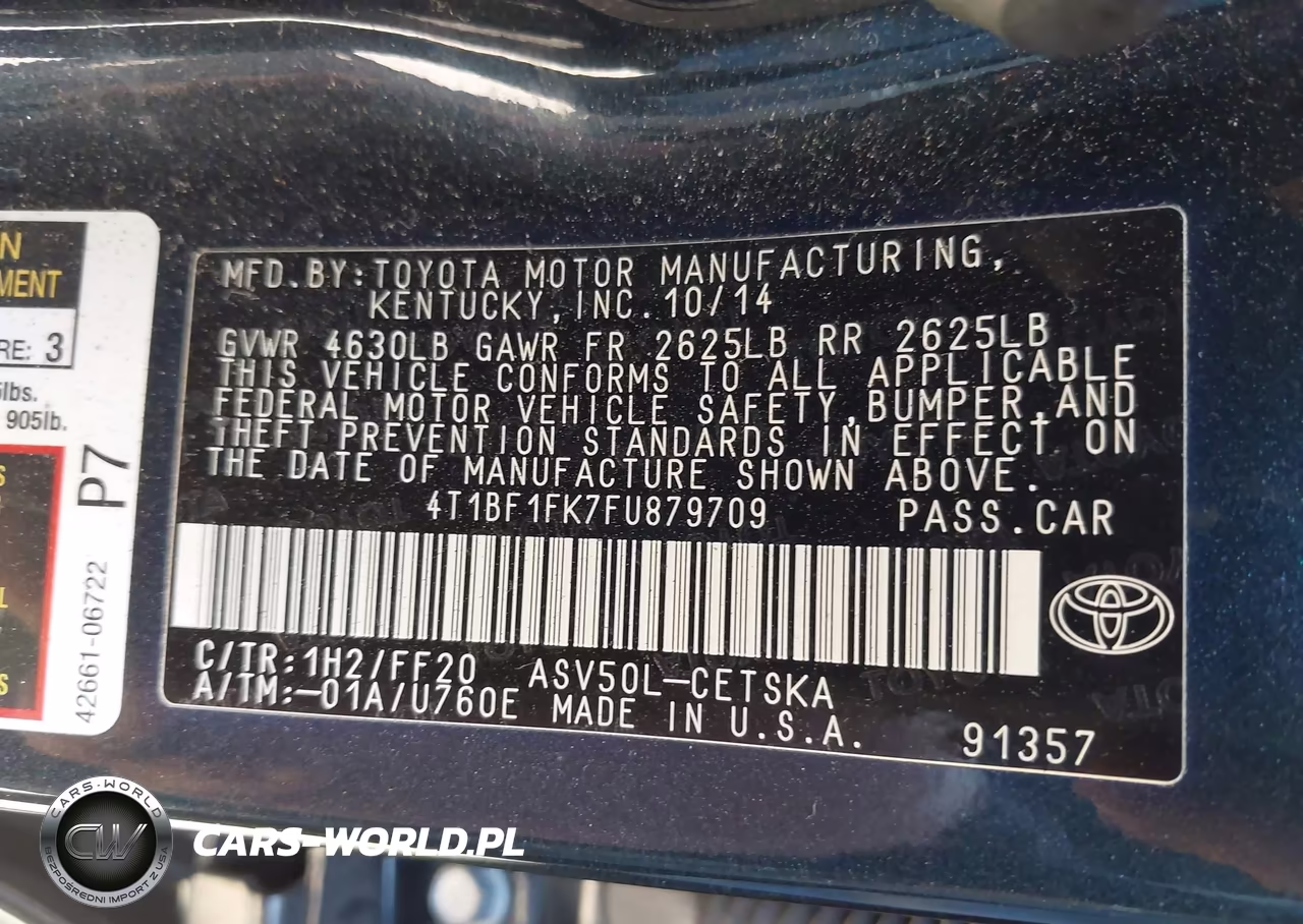 2015 Toyota Camry Se VIN:4T1BF1FK7FU879709 - 9