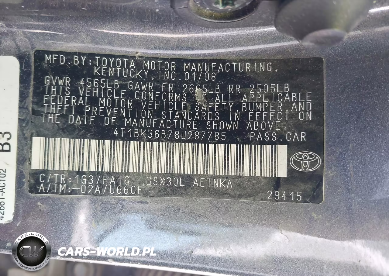 2008 Toyota Avalon Xl VIN:4T1BK36B78U287785 - 9