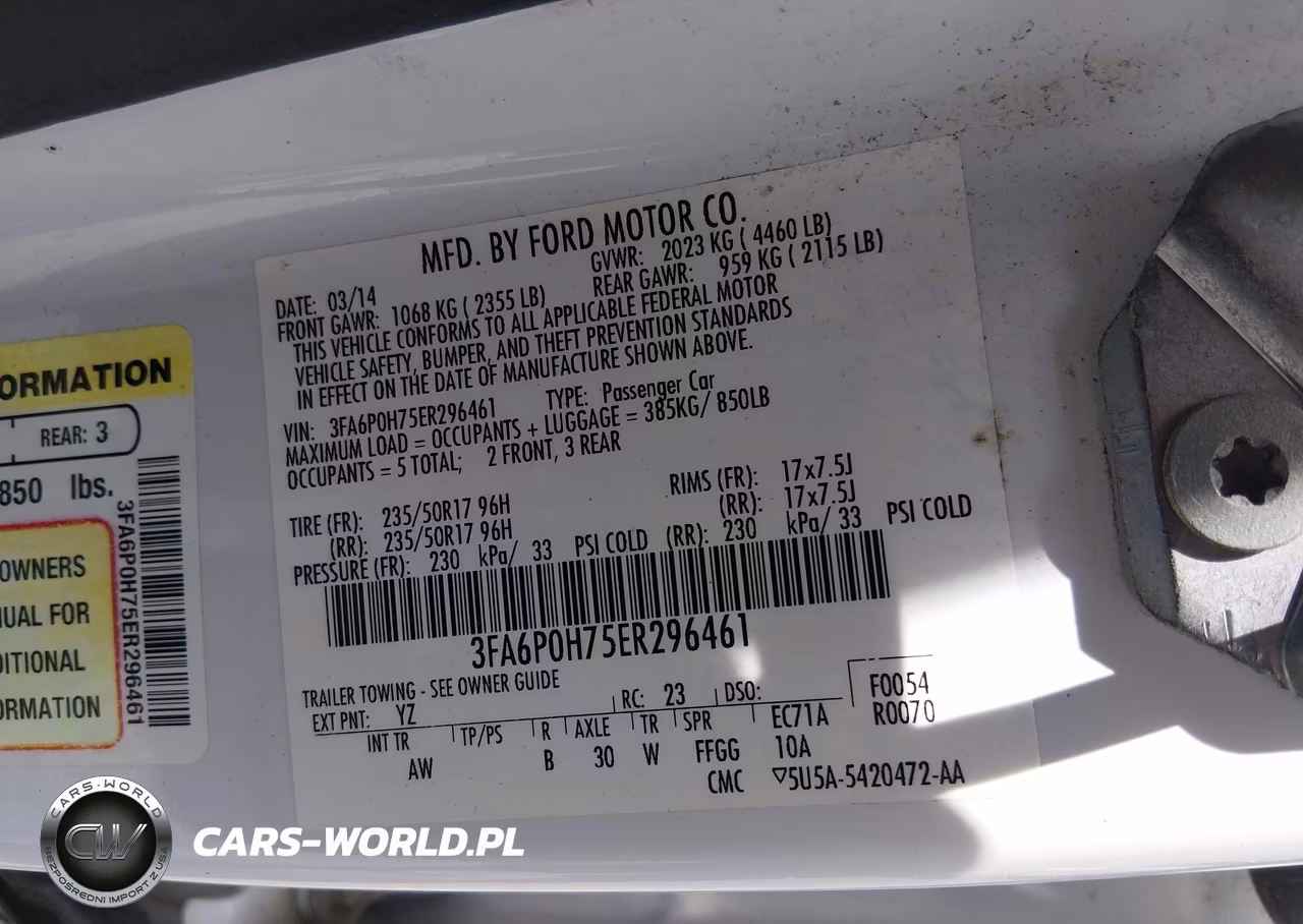 2014 Ford Fusion Se VIN:3FA6P0H75ER296461 - 9