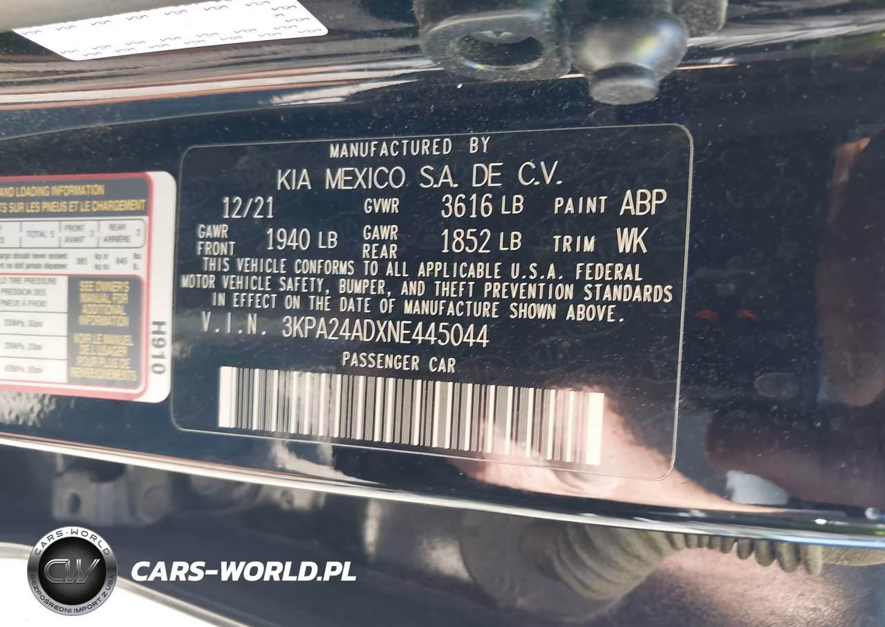 2022 Kia Rio S VIN:3KPA24ADXNE445044 - 9