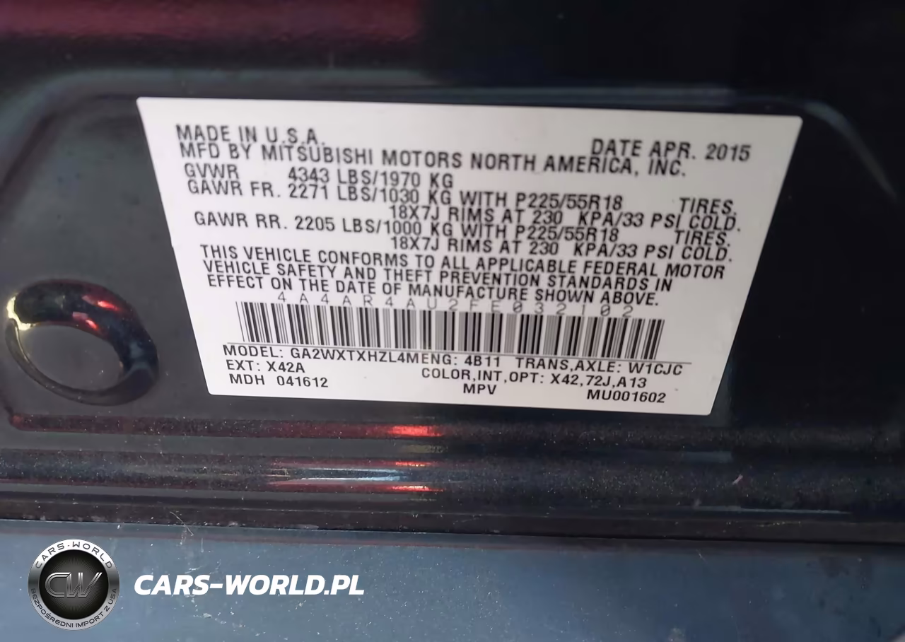 2015 Mitsubishi Outlander Sport Se VIN:4A4AR4AU2FE032102 - 9