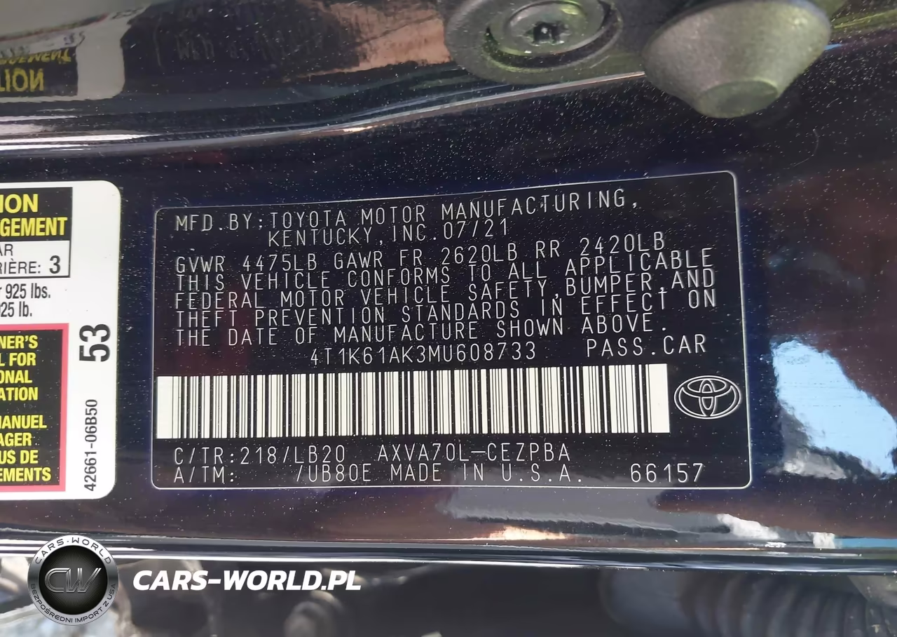 2021 Toyota Camry Xse VIN:4T1K61AK3MU608733 - 9
