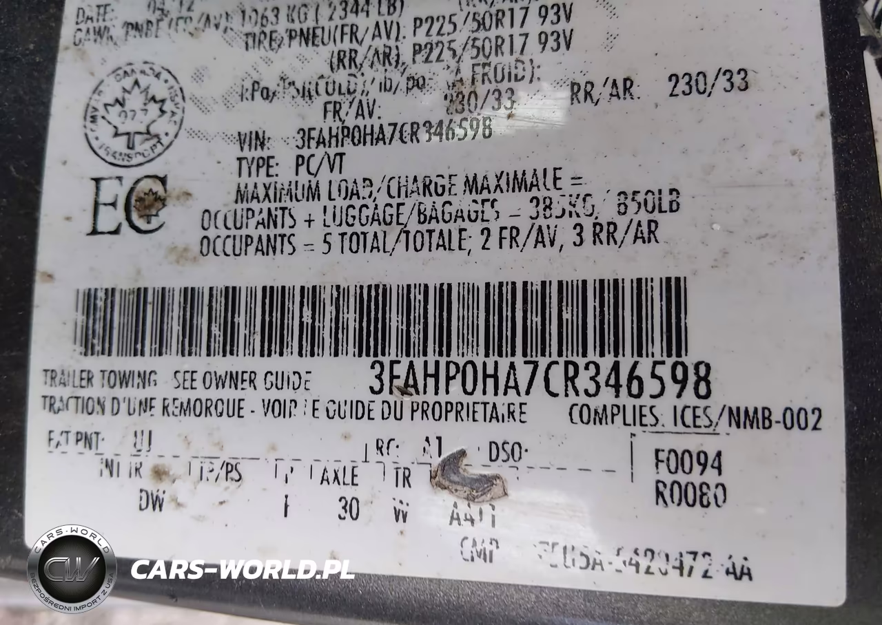 2012 Ford Fusion Se VIN:3FAHP0HA7CR346598 - 9
