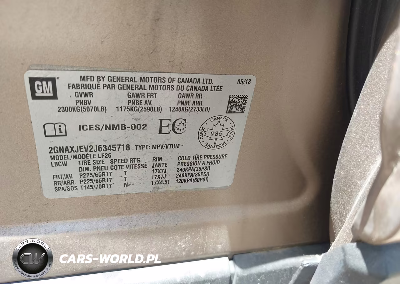 2018 Chevrolet Equinox Lt VIN:2GNAXJEV2J6345718 - 9