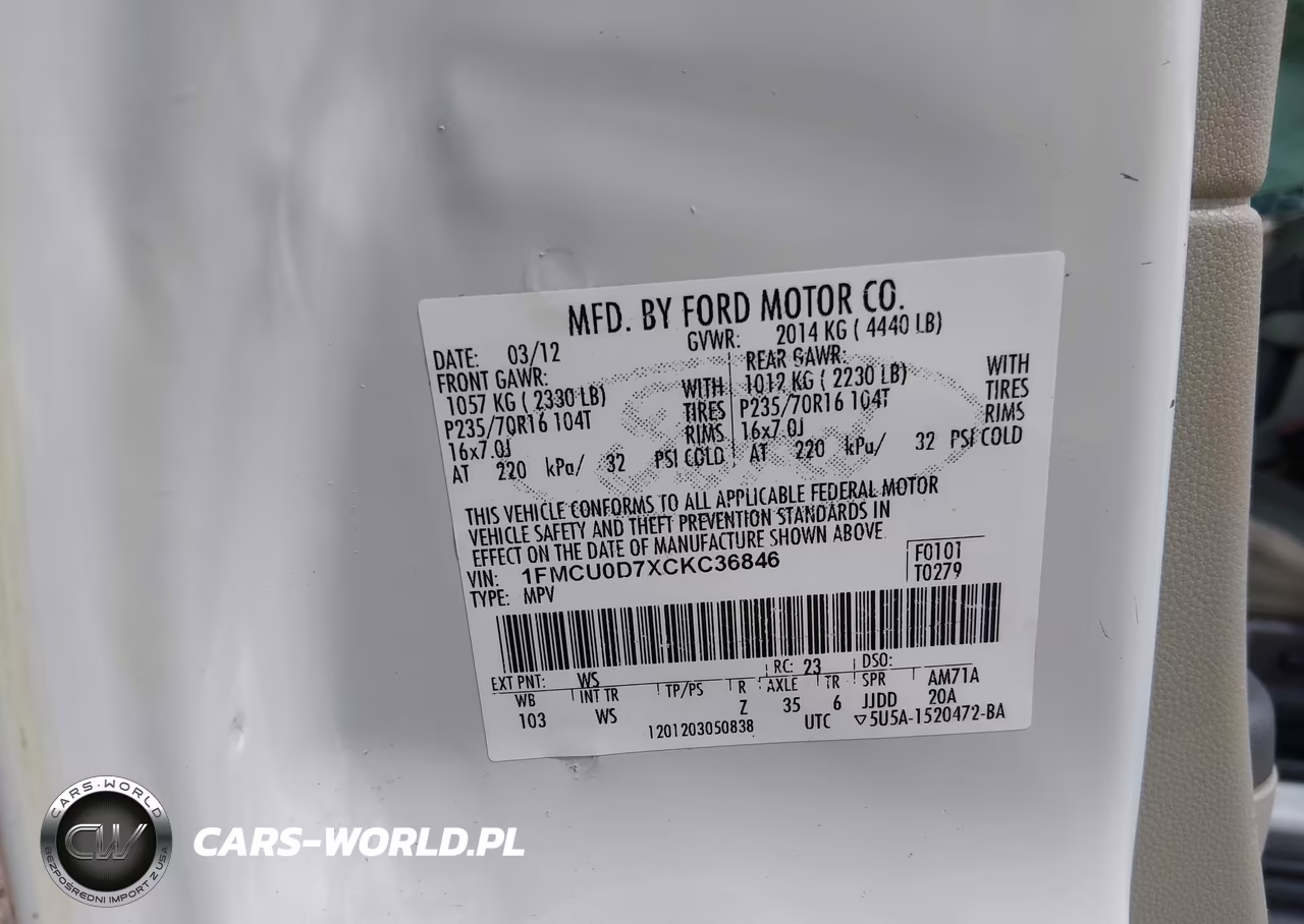2012 Ford Escape Xlt VIN:1FMCU0D7XCKC36846 - 9