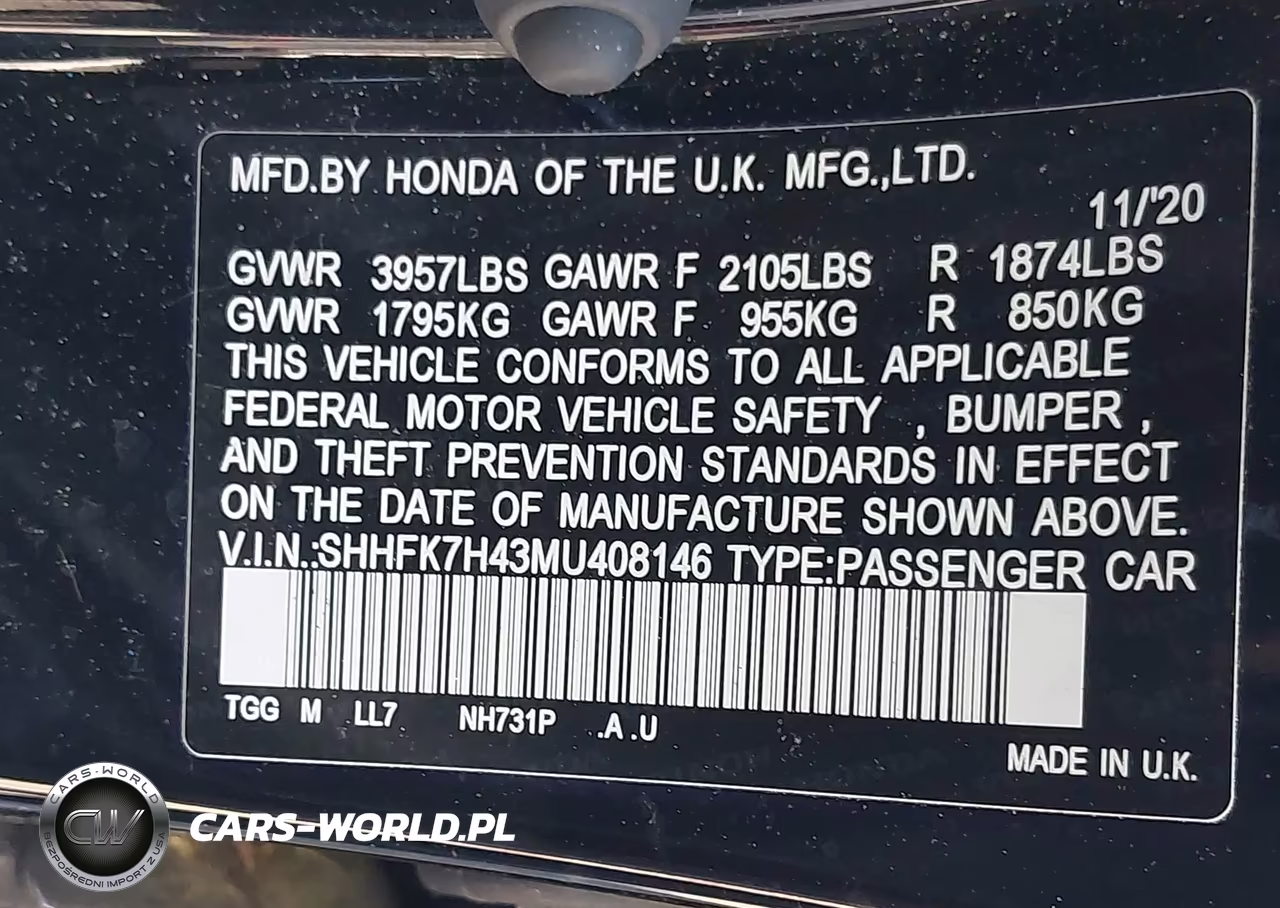 2021 Honda Civic Sport VIN:SHHFK7H43MU408146 - 9
