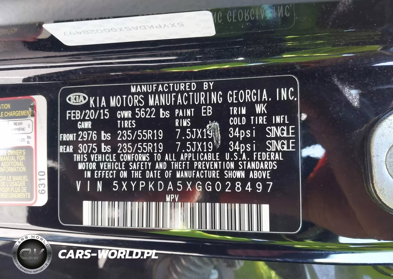 2016 Kia Sorento 3.3L Sxl VIN:5XYPKDA5XGG028497 - 9