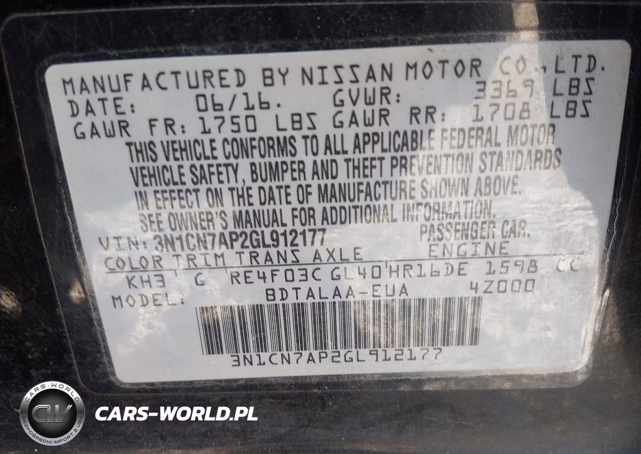 2016 Nissan Versa 1.6 S VIN:3N1CN7AP2GL912177 - 9