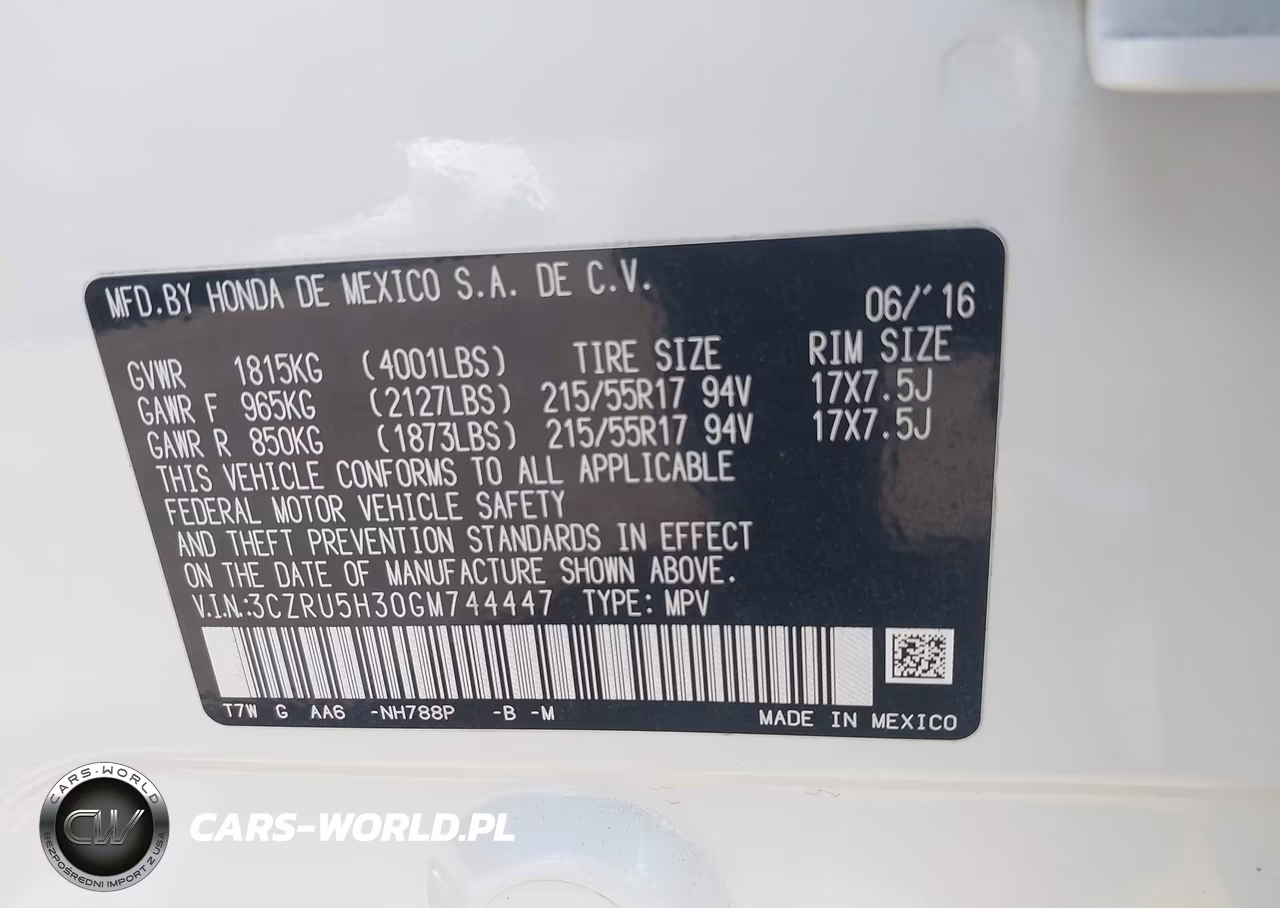 2016 Honda Hr-V Lx VIN:3CZRU5H30GM744447 - 9