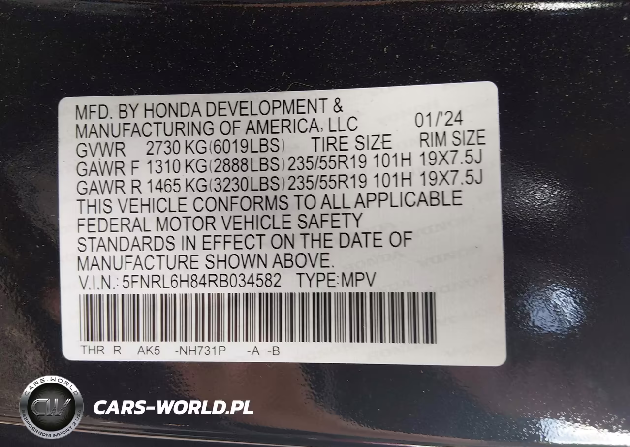 2024 Honda Odyssey Touring VIN:5FNRL6H84RB034582 - 9