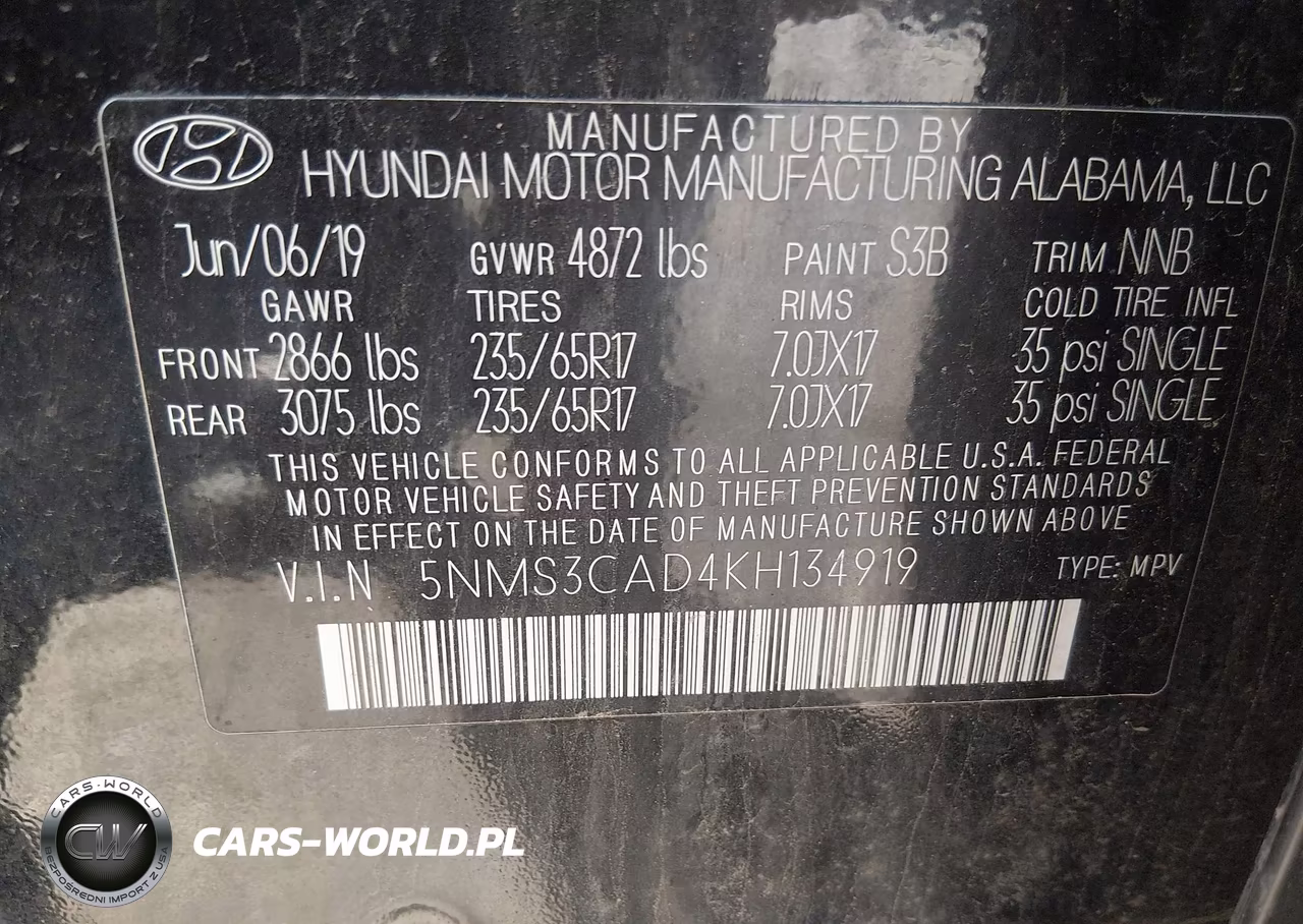 2019 Hyundai Santa Fe Sel VIN:5NMS3CAD4KH134919 - 9