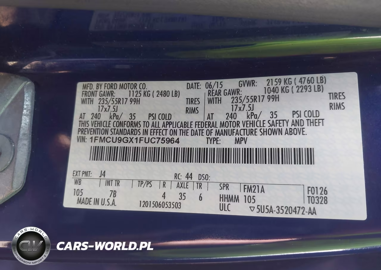 2015 Ford Escape Se VIN:1FMCU9GX1FUC75964 - 9