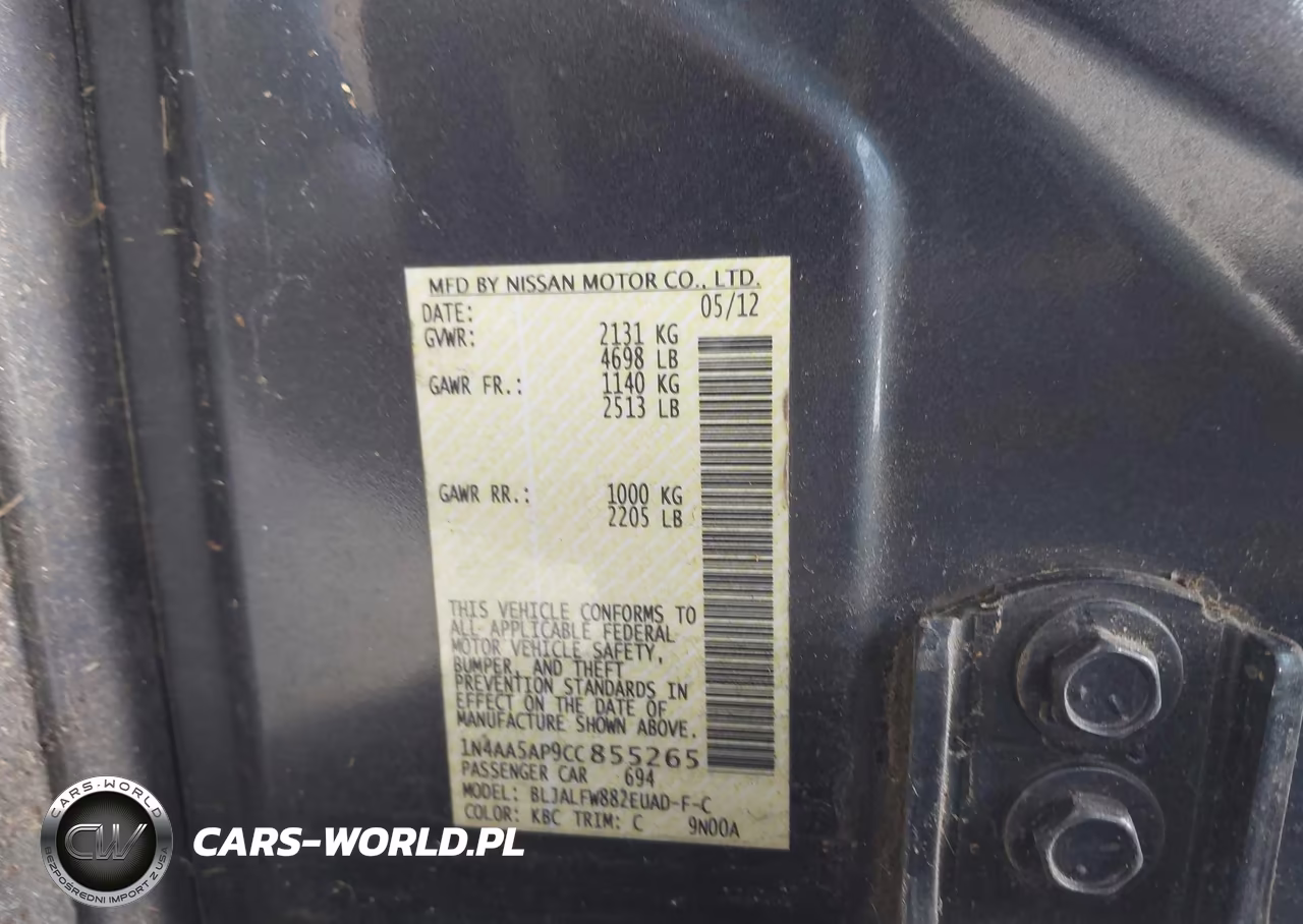 2012 Nissan Maxima 3.5 Sv VIN:1N4AA5AP9CC855265 - 9