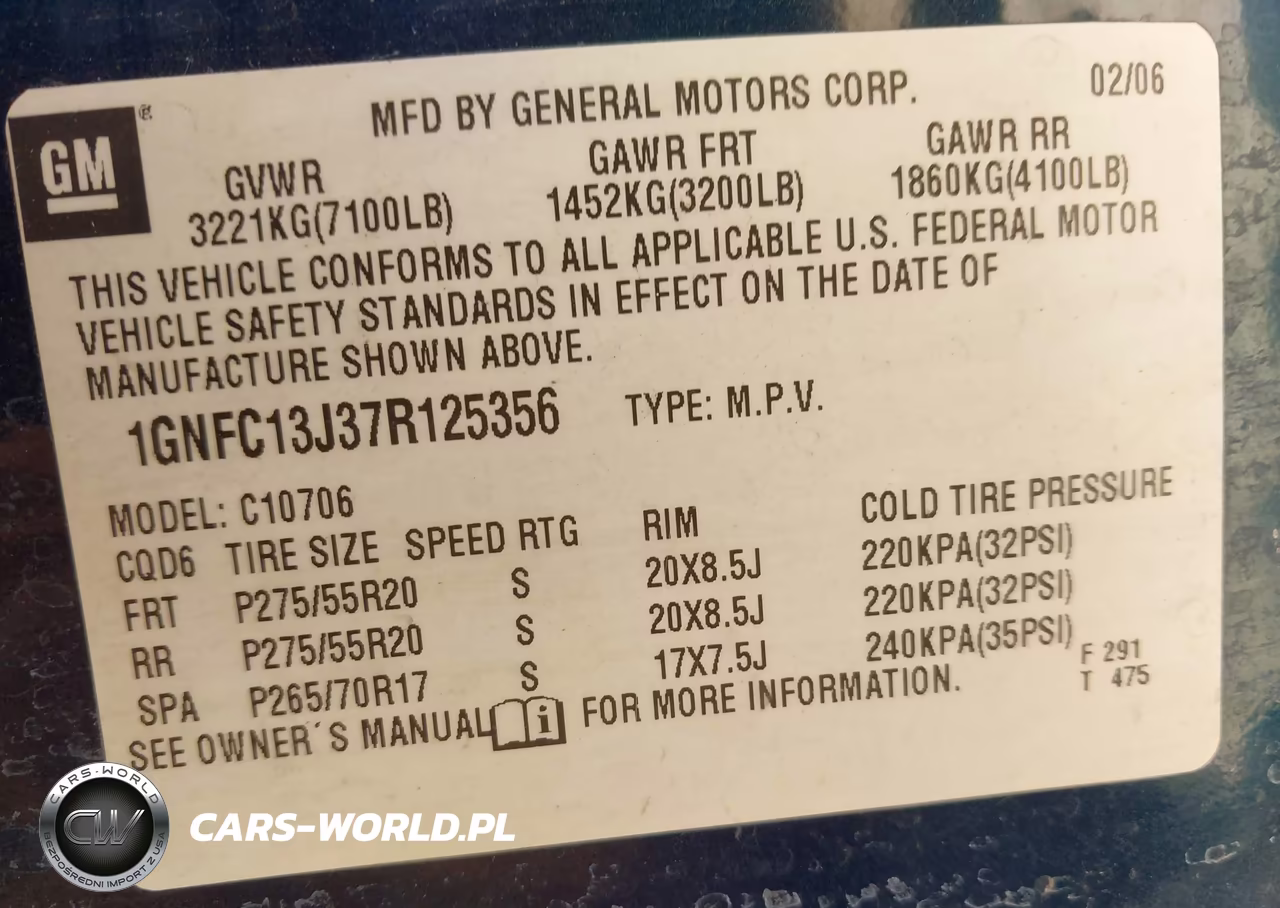 2007 Chevrolet Tahoe Lt VIN:1GNFC13J37R125356 - 9