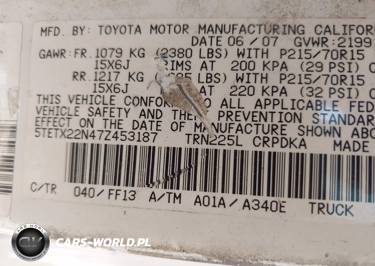 2007 Toyota Tacoma VIN:5TETX22N47Z453187 - 9