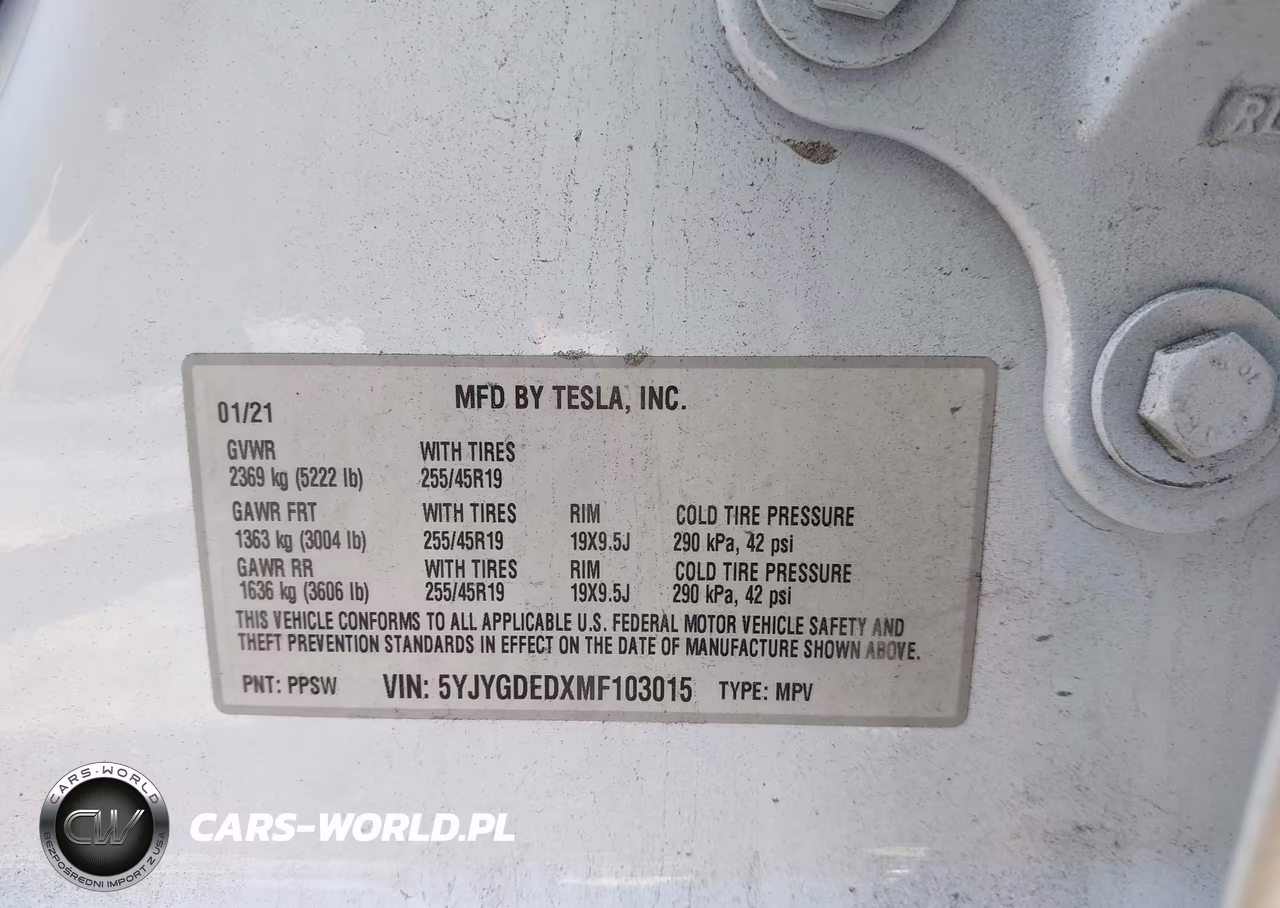 2021 Tesla Model Y Standard Range Rear-Wheel Drive VIN:5YJYGDEDXMF103015 - 9