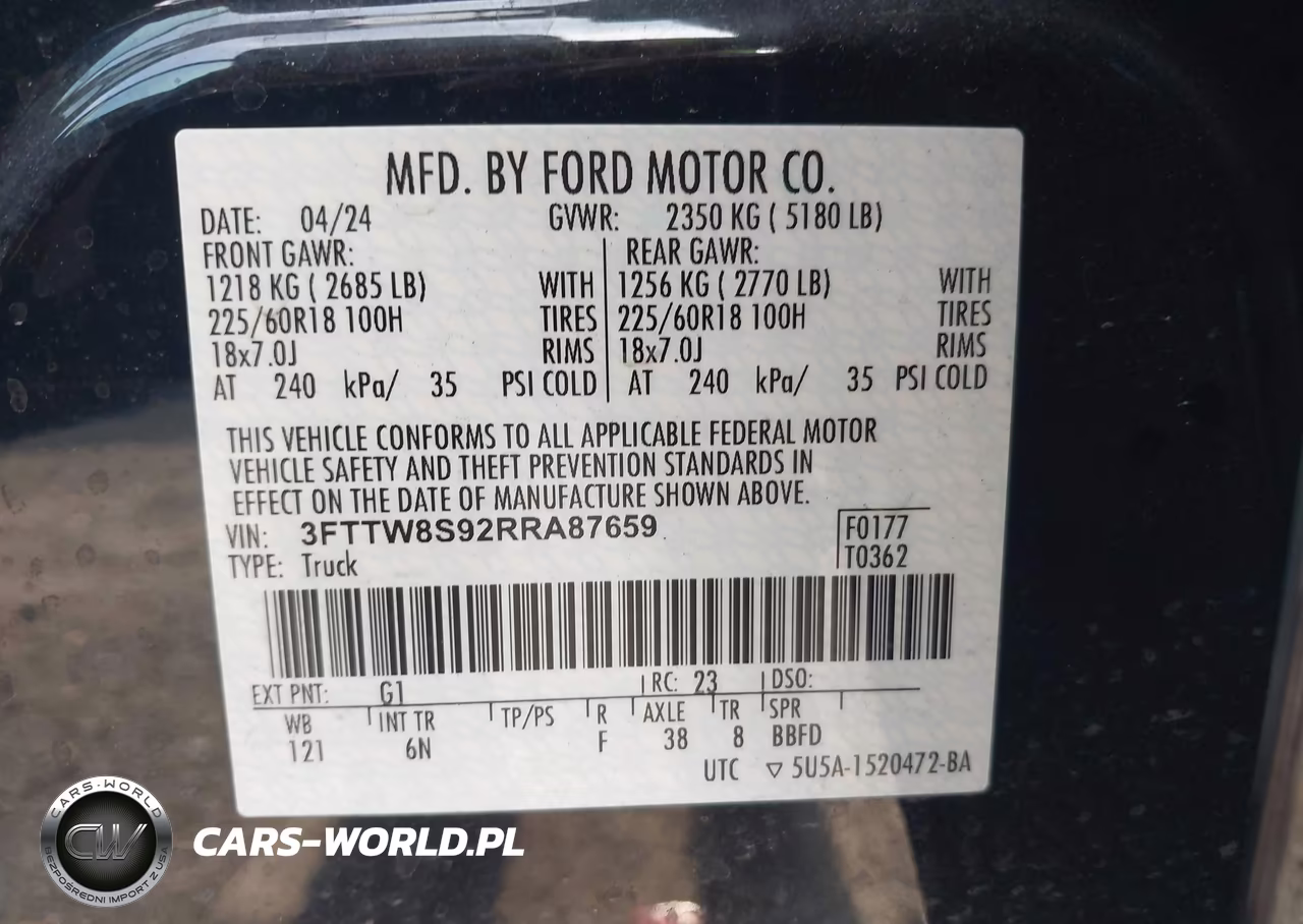 2024 Ford Maverick Lariat VIN:3FTTW8S92RRA87659 - 9
