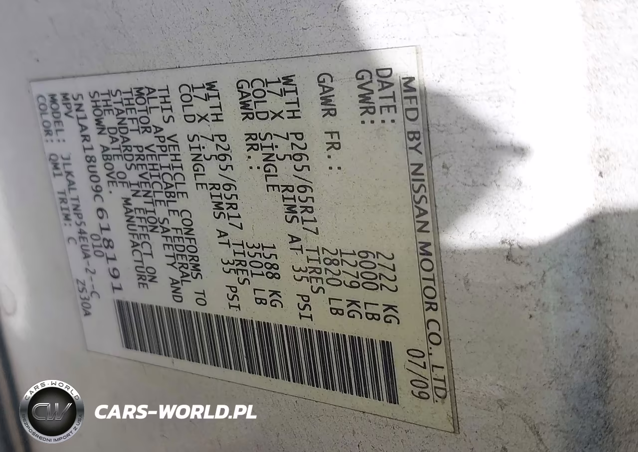 2009 Nissan Pathfinder Se VIN:5N1AR18U09C618191 - 9