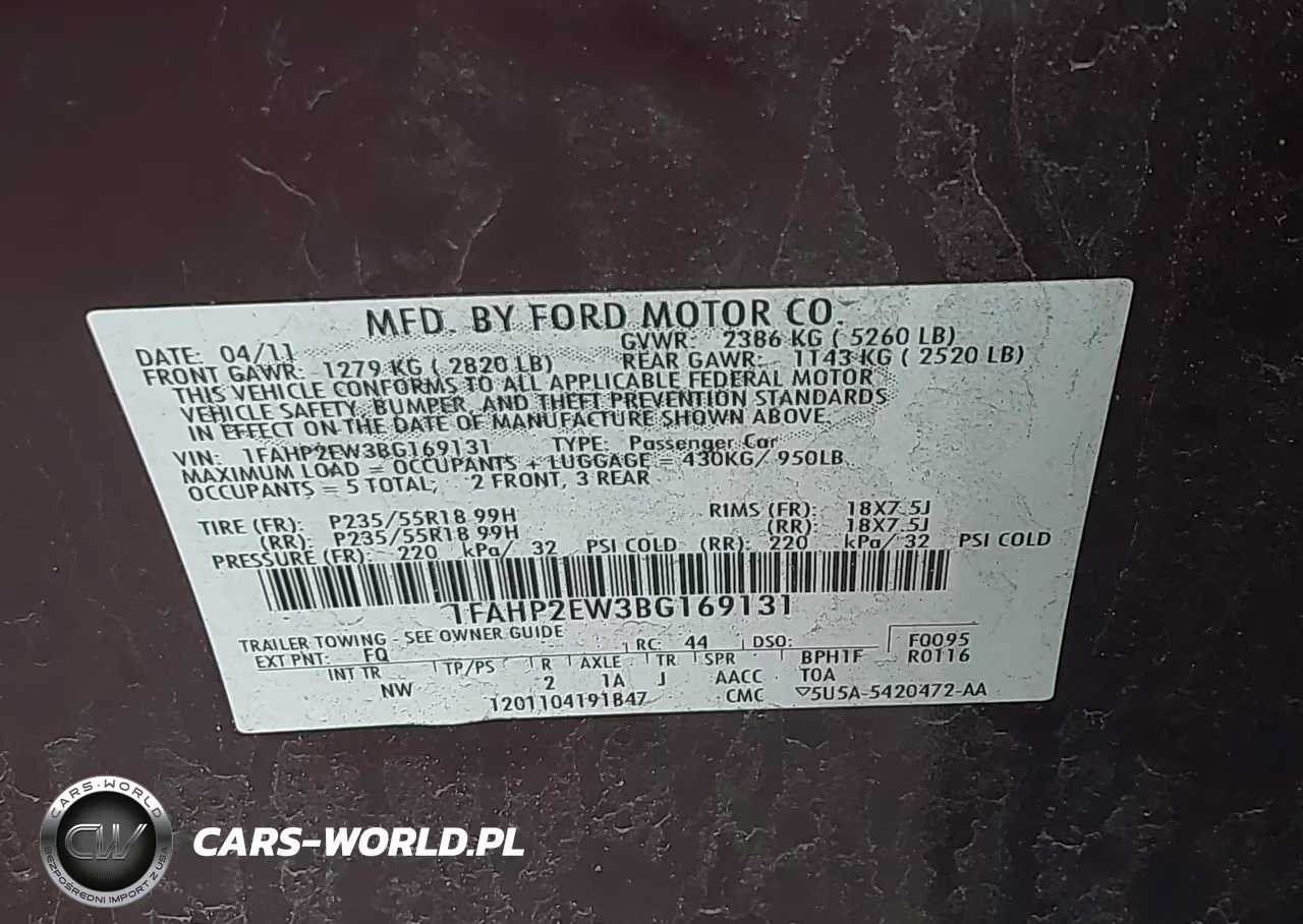 2011 Ford Taurus Sel VIN:1FAHP2EW3BG169131 - 9